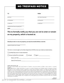 Free No Trespassing Letter PDF Template