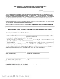 Free Non Borrower Credit Authorization PDF Template