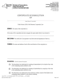 Free Ny Dissolution Certificate PDF Template