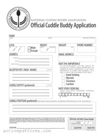 Free Cuddle Buddy Application PDF Template
