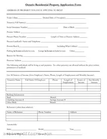 Free Ontario Residential Property Application PDF Template