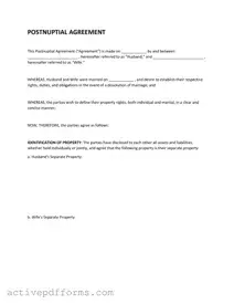 Free Postnuptial Agreement PDF Template