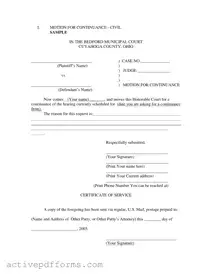 Free Motion For Continuance PDF Template