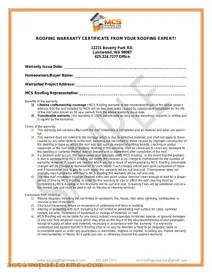 Free Roofing Warranty Certificate PDF Template