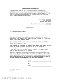 Free Sample Roof Certification PDF Template