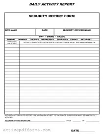 Free Security Guard Daily Report Sample PDF Template