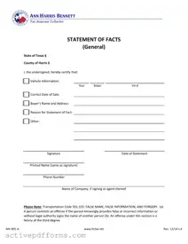 Free Statement Of Fact Texas PDF Template