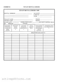 Free Tenant Ledger Card PDF Template