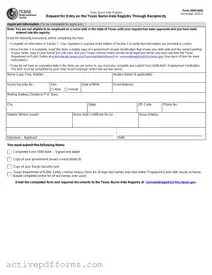 Free Texas Nurse Aide Registry 5505-NAR PDF Template