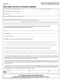 Free Texas Resale Certificate 01 339 PDF Template