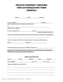 Free Tow Authorization PDF Template