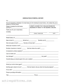 Free Verification Rental PDF Template