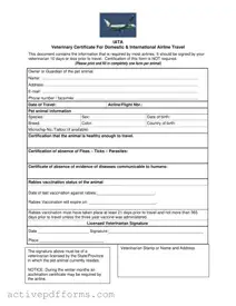 Free Veterinary Certificate Travel PDF Template