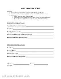 Free Wire Transfer PDF Template