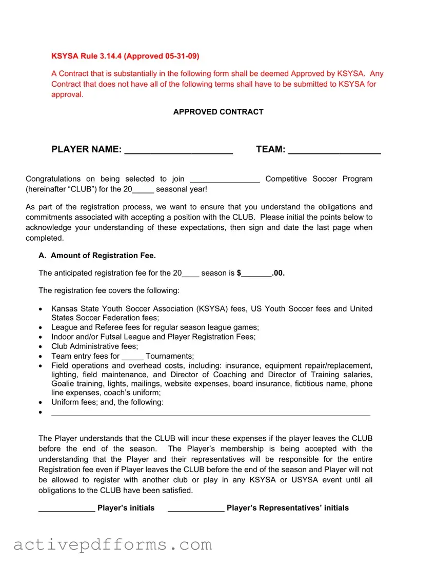 Free Soccer Player Contract PDF Template