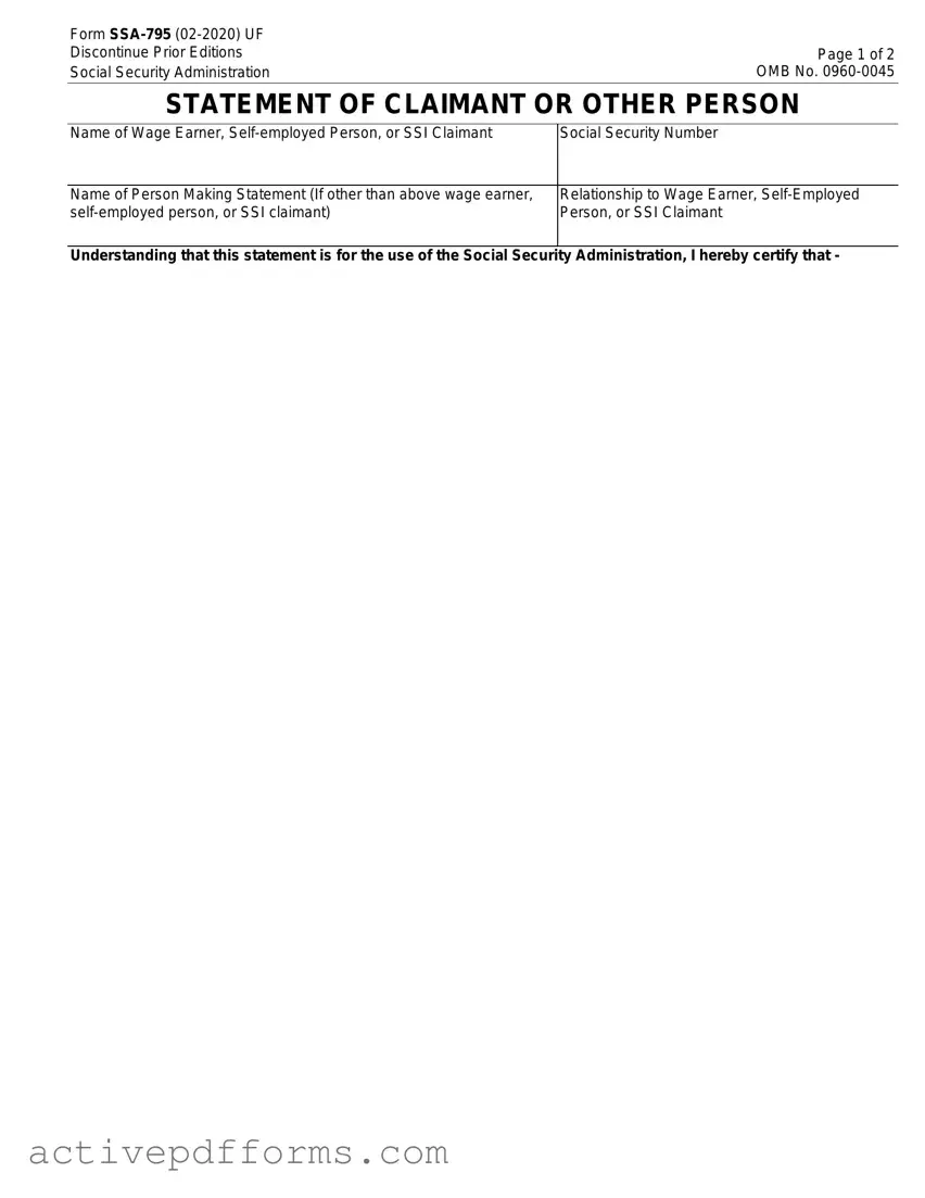 Free SSA SSA-795 PDF Template