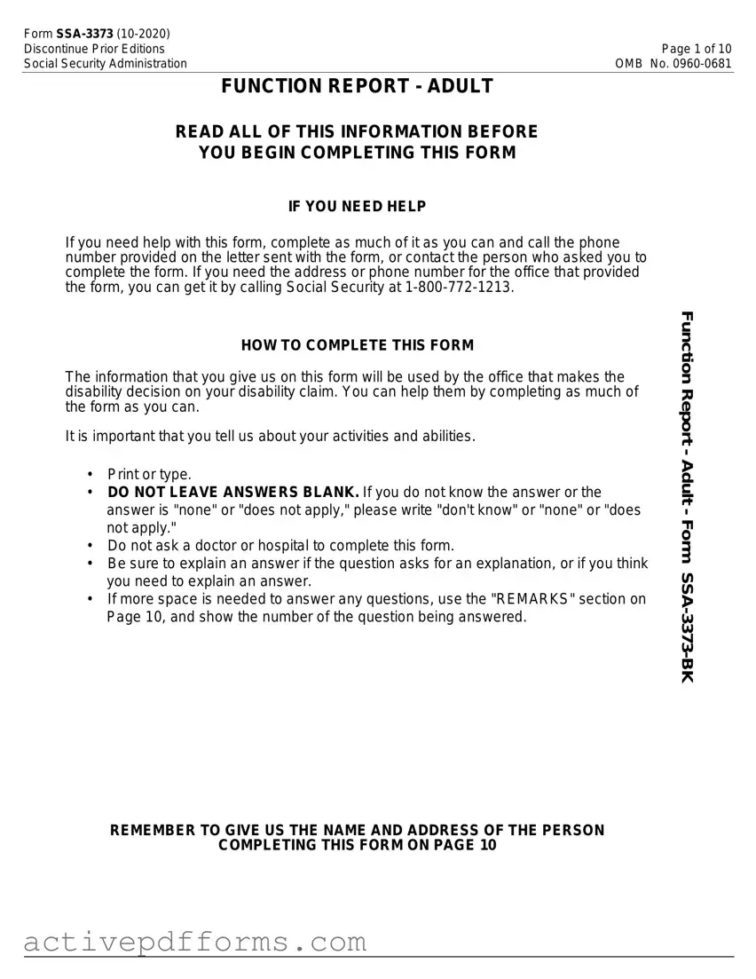 Free SSA SSA-3373-BK PDF Template