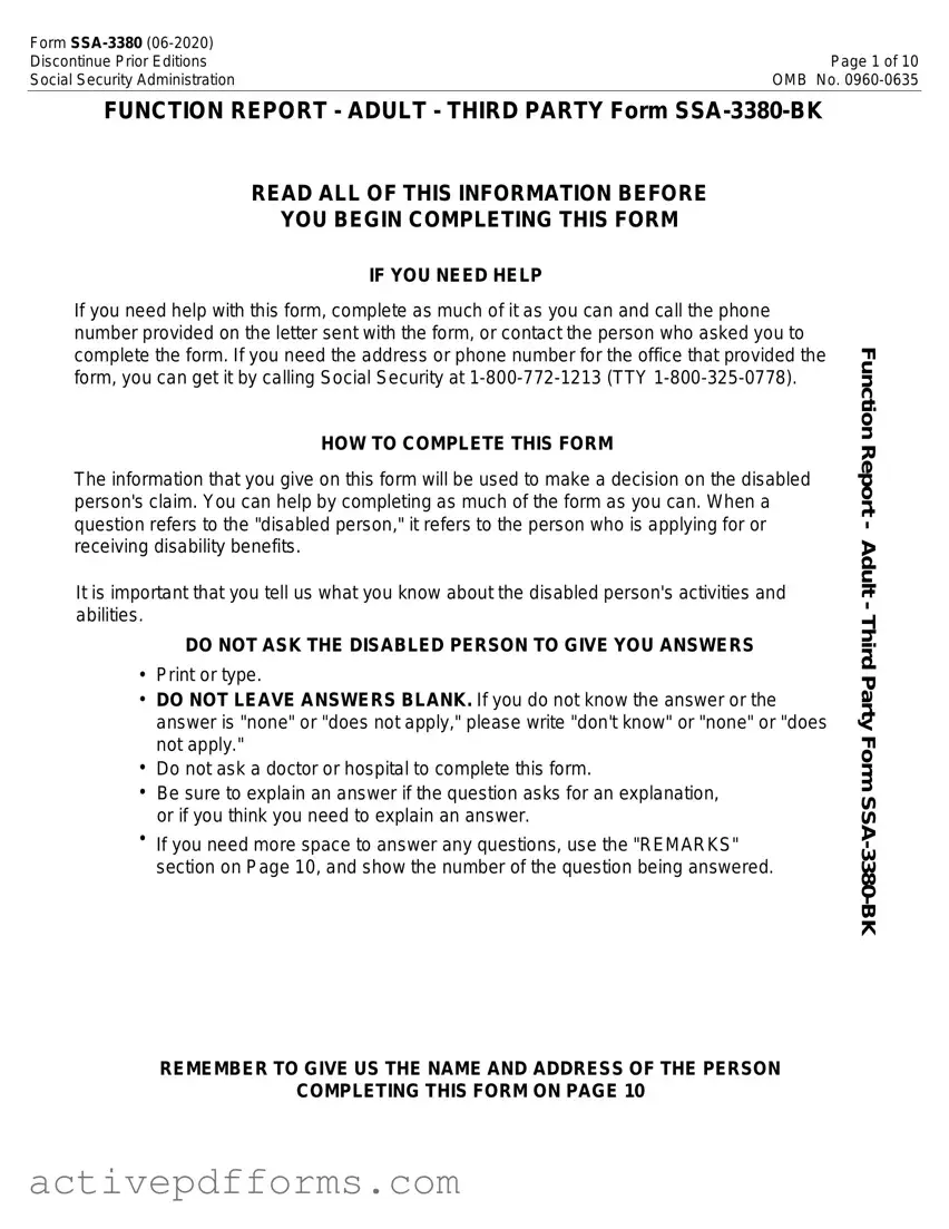 Free SSA SSA-3380-BK PDF Template