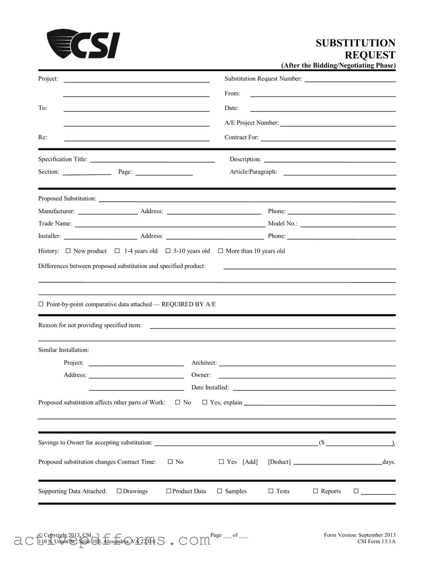 Free Csi 13 1A PDF Template