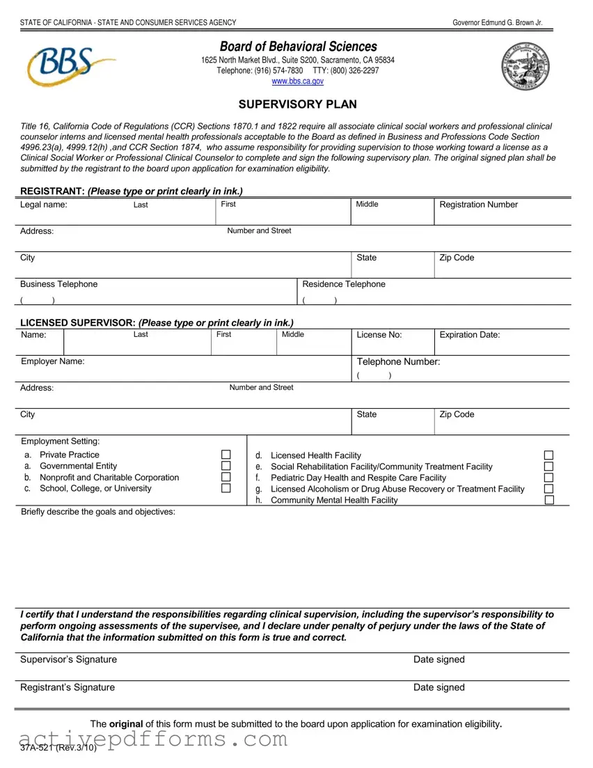 Free Supervisory Plan PDF Template