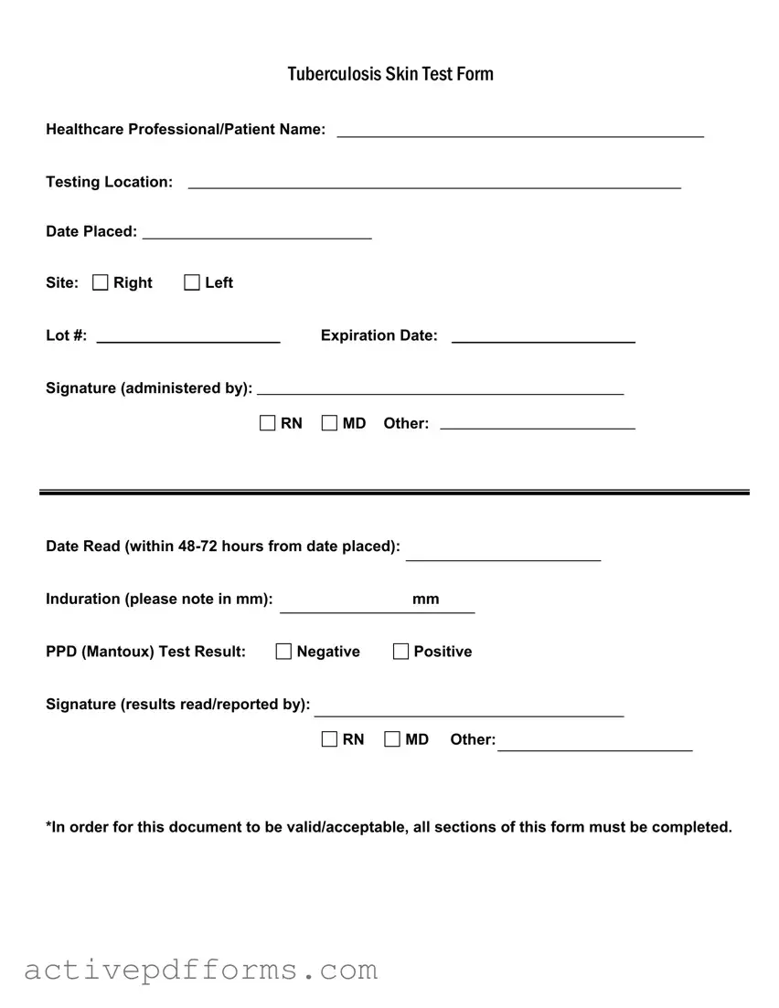 Free Tb Test PDF Template