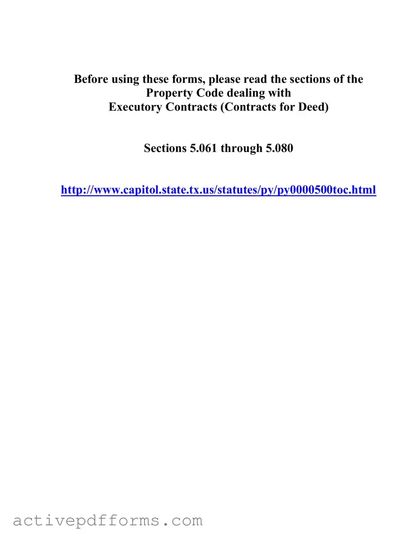 Free Texas Contract For Deed PDF Template