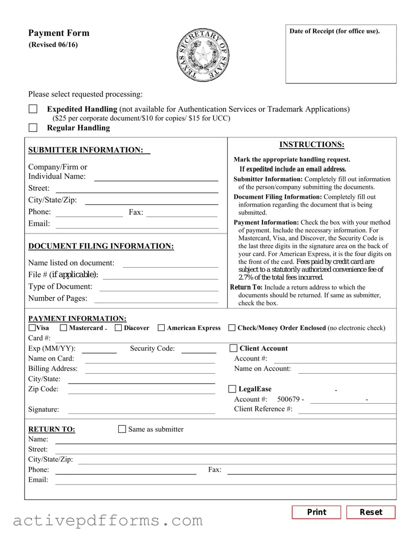 Free Texas Sos Payment 807 PDF Template