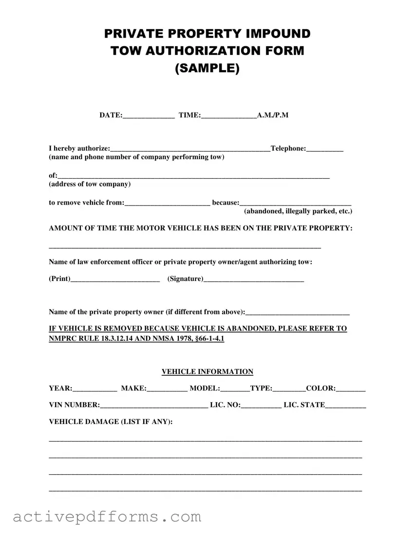 Free Tow Authorization PDF Template