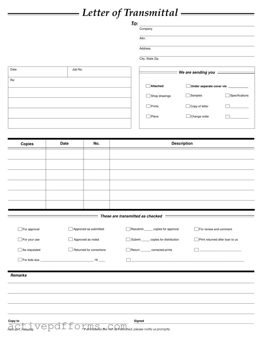 Free Transmittal PDF Template
