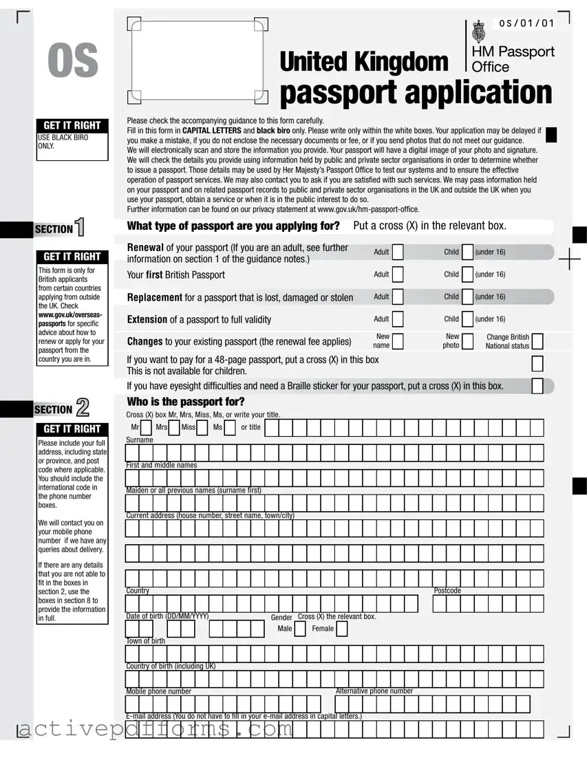 Free Uk Passport Application PDF Template