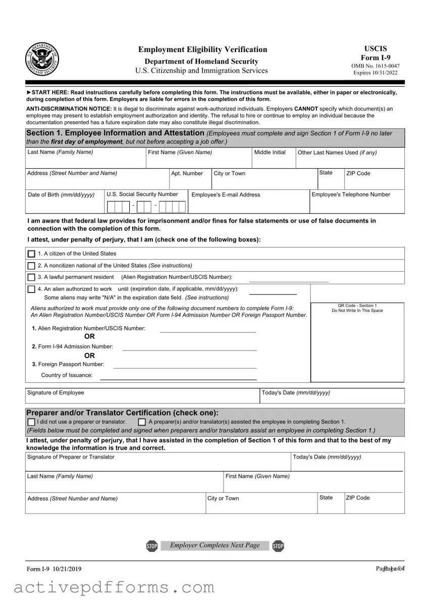 Free USCIS I-9 PDF Template