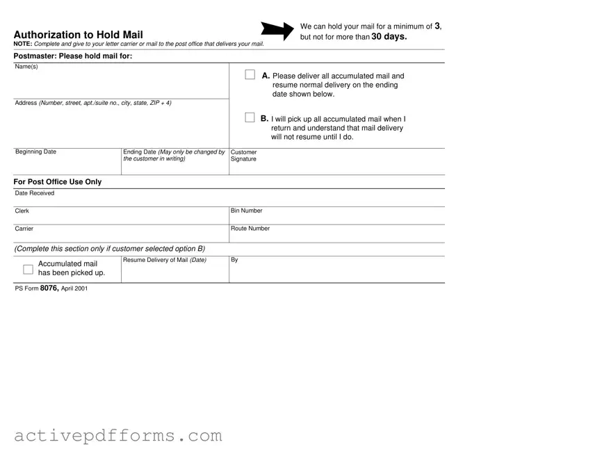 Free Usps Hold Mail Request PDF Template