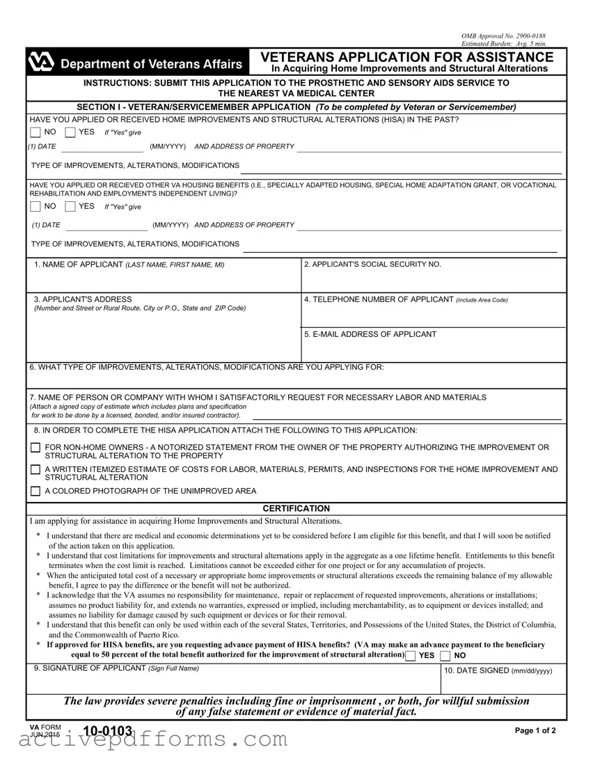 Free Va 10 0103 PDF Template