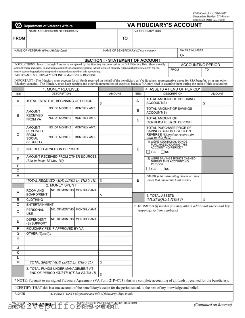 Free Va 21P 4706B PDF Template