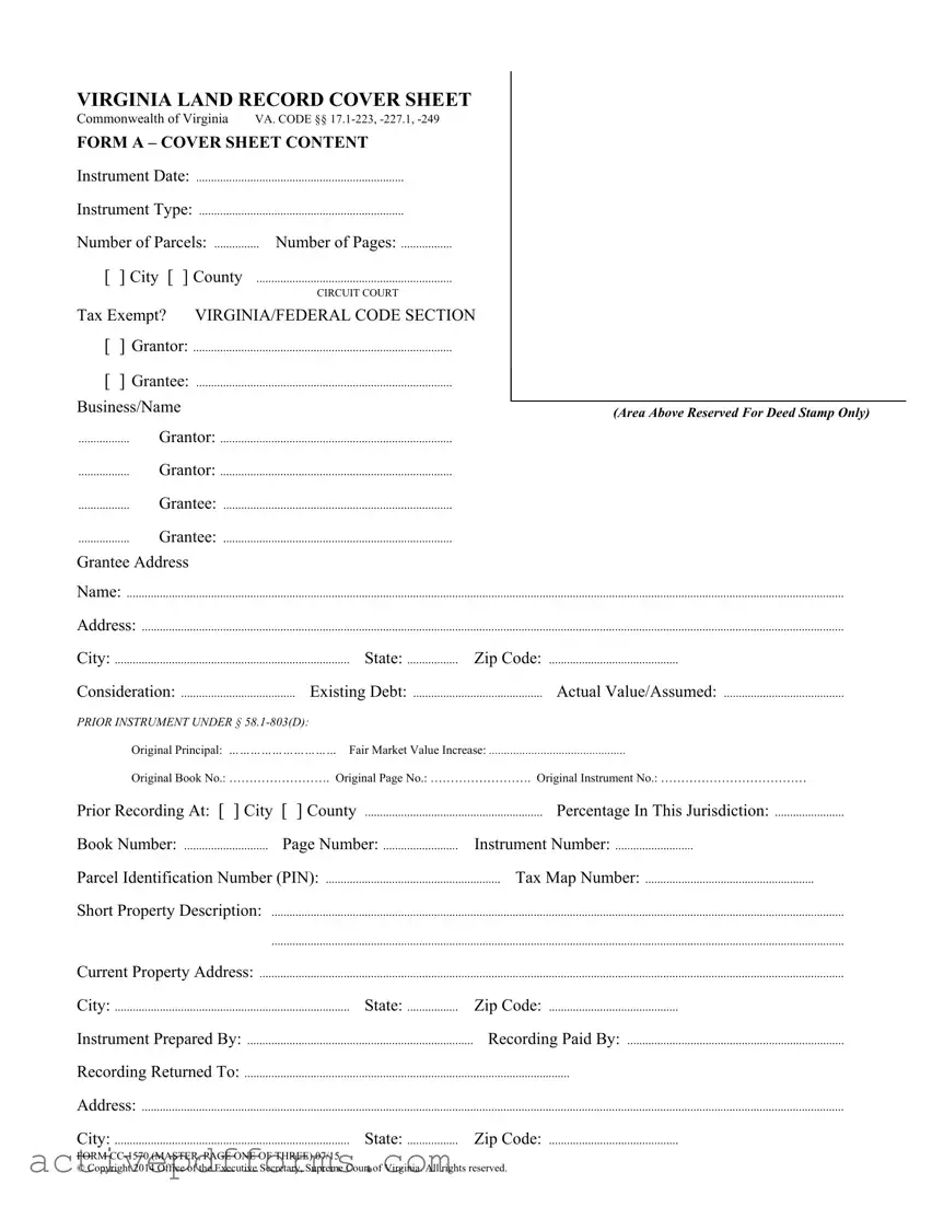 Free Va Land Record Cover Sheet PDF Template