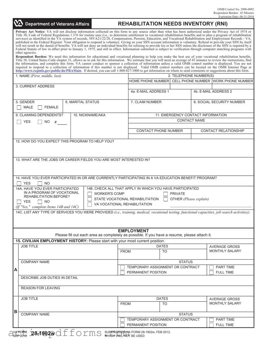 Free VBA VA 28-1902w PDF Template