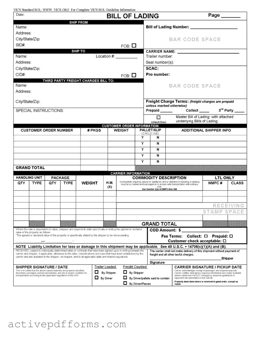 Free Vics Bol PDF Template