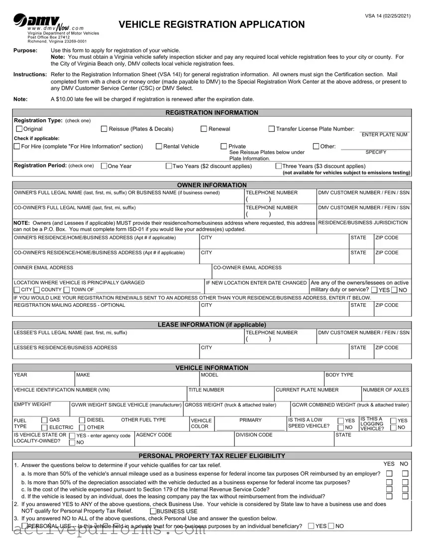 Free Virginia Dmv Registration PDF Template