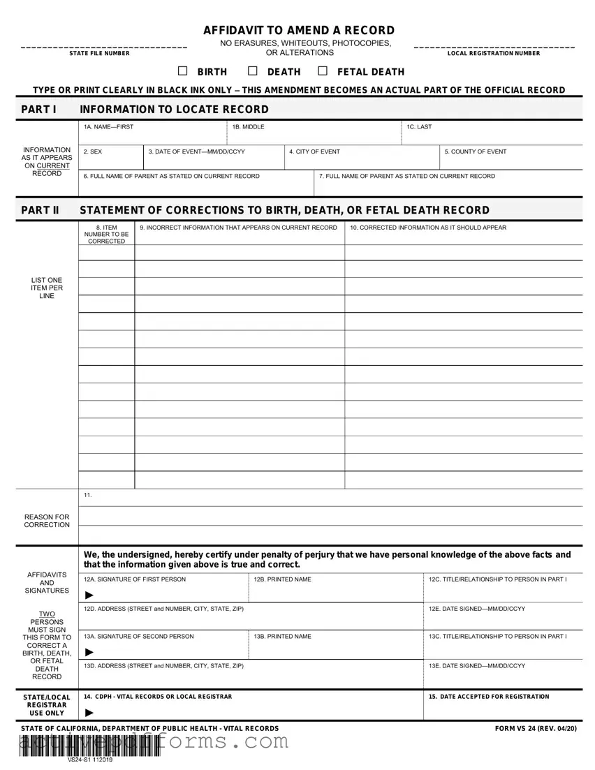 Free Vs 24 C PDF Template