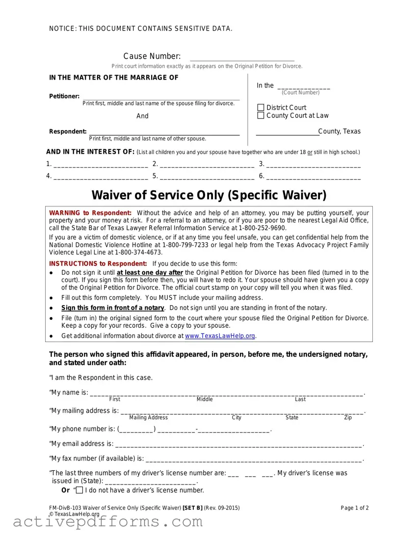 Free Waiver Service PDF Template
