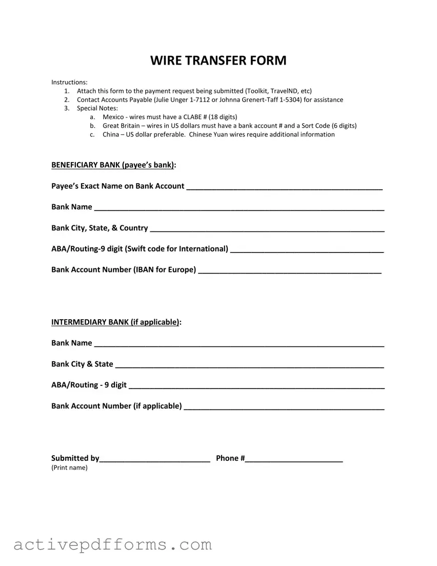 Free Wire Transfer PDF Template